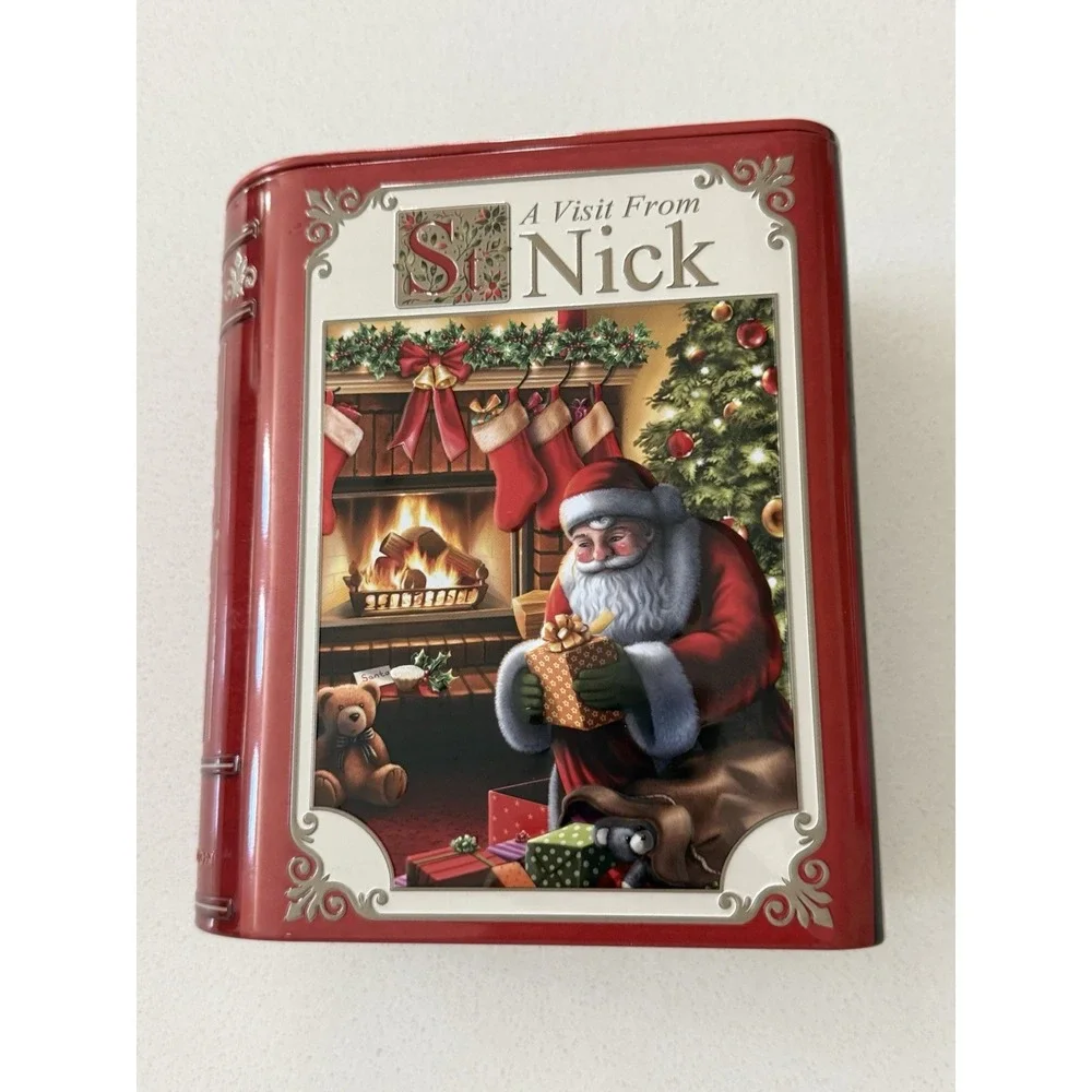 Harry London‎ Tins St. Nick Christmas Story Book Embossed Red